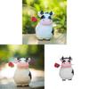 Wooden Cow Carved Figurine Handcrafted Natural Decor For Office Desk And Gift Giving