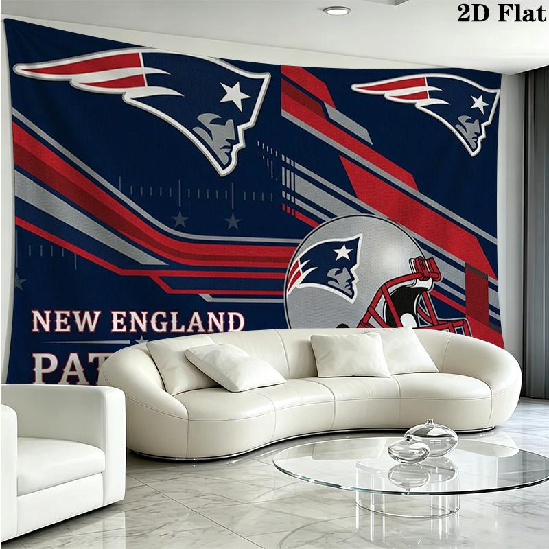New England Patriots Logo Wall Tapestry Aesthetic Wall Hanging Printed Fabric Blanket Decorative Tapestries for Bedroom Living Room Home Decor