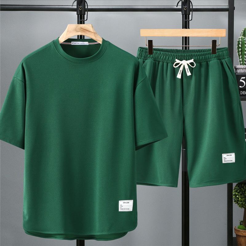 10XL Large Size Short-sleeved Suit Men's Summer Trend Loose Casual Shorts T-shirt Two-piece Suit Plus Fat To Increase All-match Sports