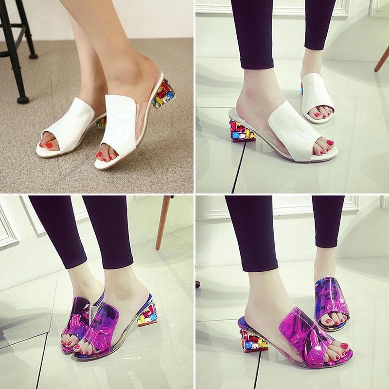 Elegant Crystal Sandals For Women With Heels Peep-toe Design Perfect For Summer