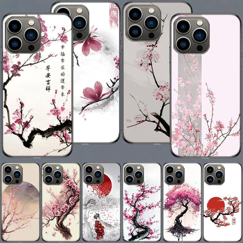 Cherry Blossom Tree Phone Case For Iphone 17 Air 16 15 Pro Max 14 Plus 16E Coque 13 Pro 12 Mini 11 Clear Cover Silicone Cute She