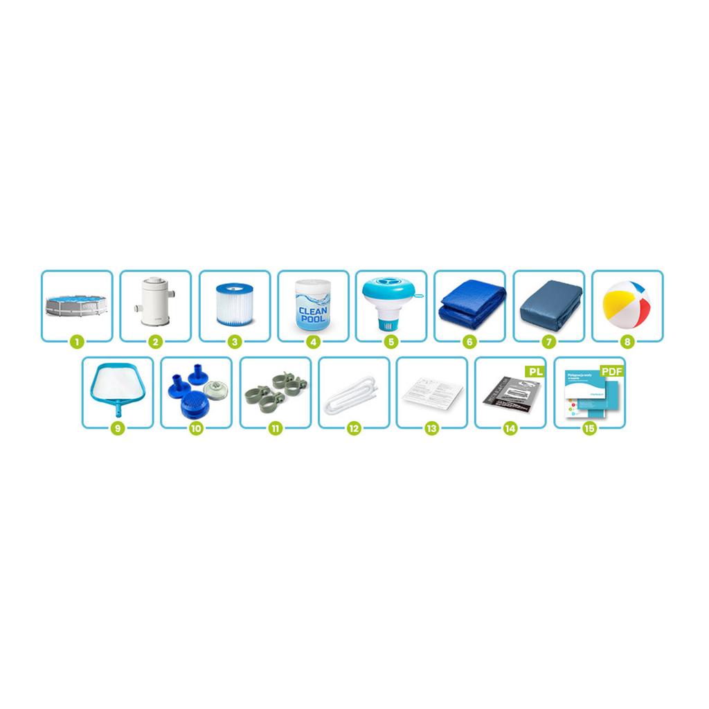 Frame Garden Pool 305 X 76 Cm 15-In-1 Intex 26702 + Bubble Machine For Free