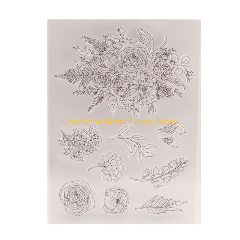 92MF Silicone Seal Stamp Flower Clear Stamps Embossing Photo Journal Album Decoration