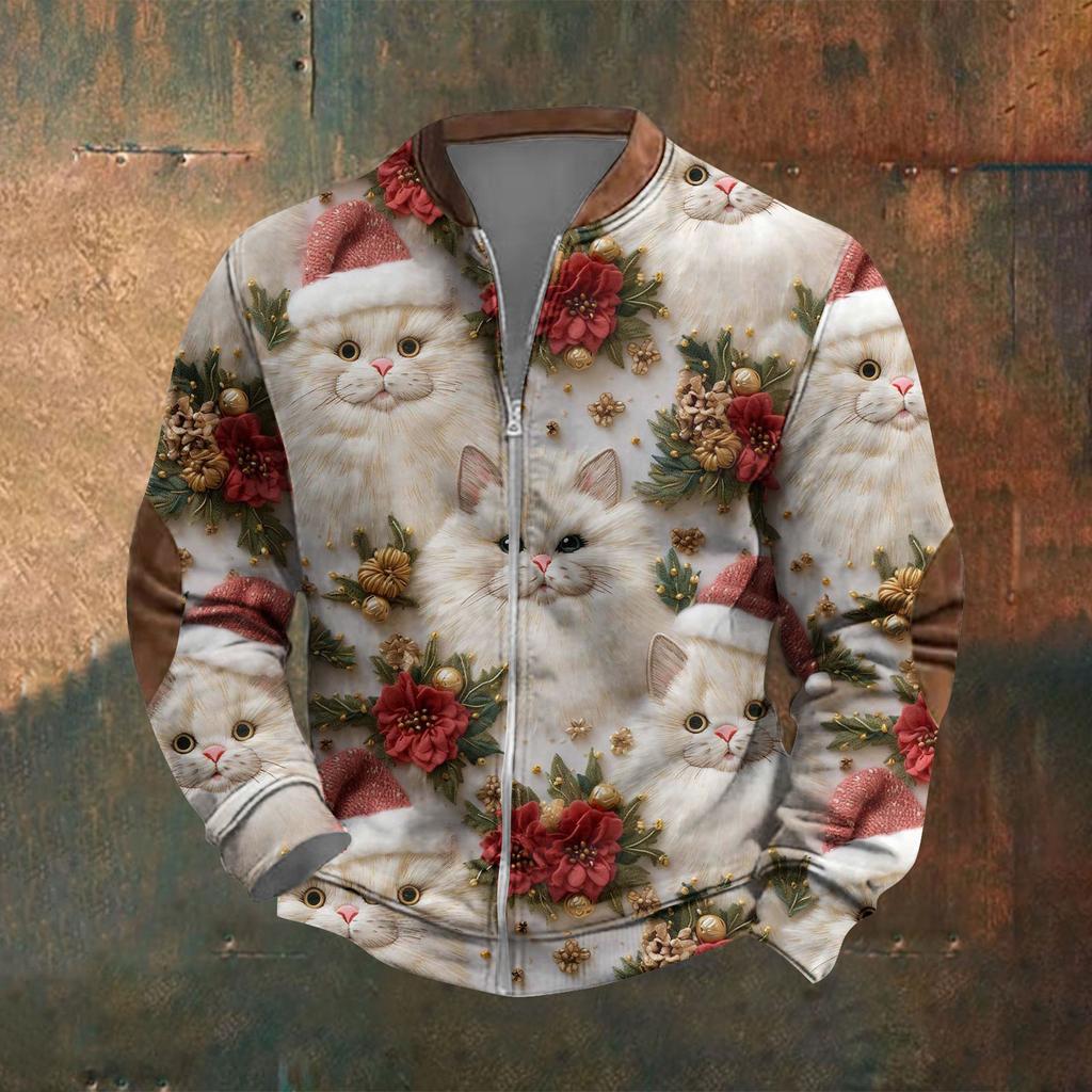 Pánská mikina pro volný čas v retro stylu s otevřeným zipem