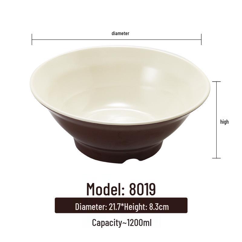 Melamine White Noodle Bowl, Imitation Porcelain, Large Plastic Soup/Rice Bowl for Commercial Use.