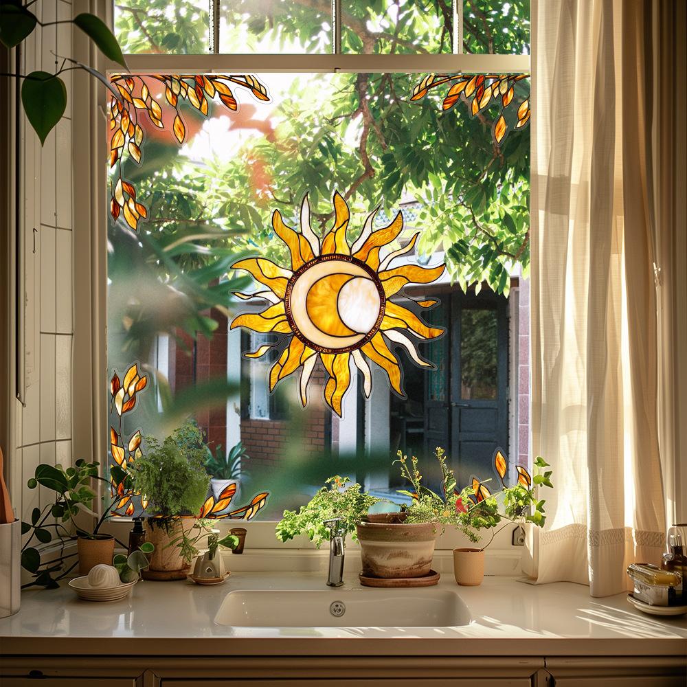 Colorful Window Film PVC Electrostatic Church Glass Decal Wall Sticker Art Mural Wallpaper for Home Decoration