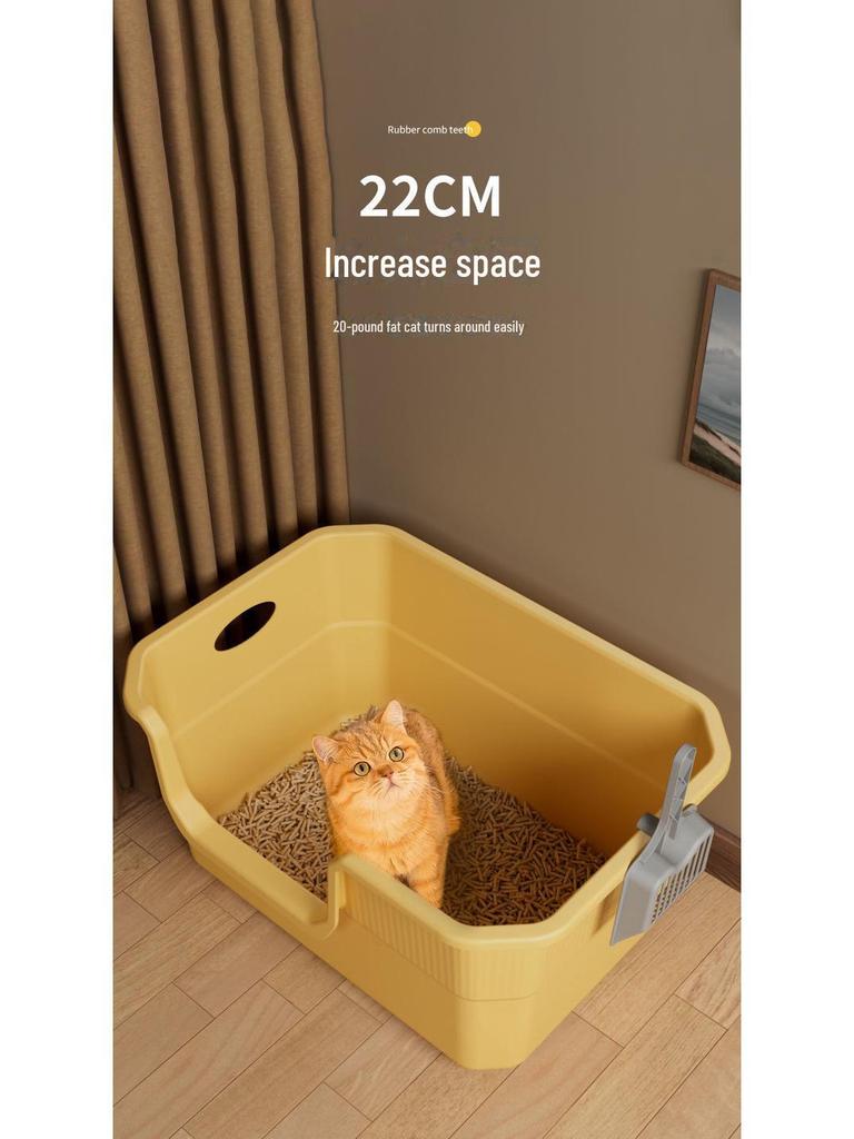 Extra Large Semi-Enclosed Splash-Proof Cat Litter Box for Maine Coons
