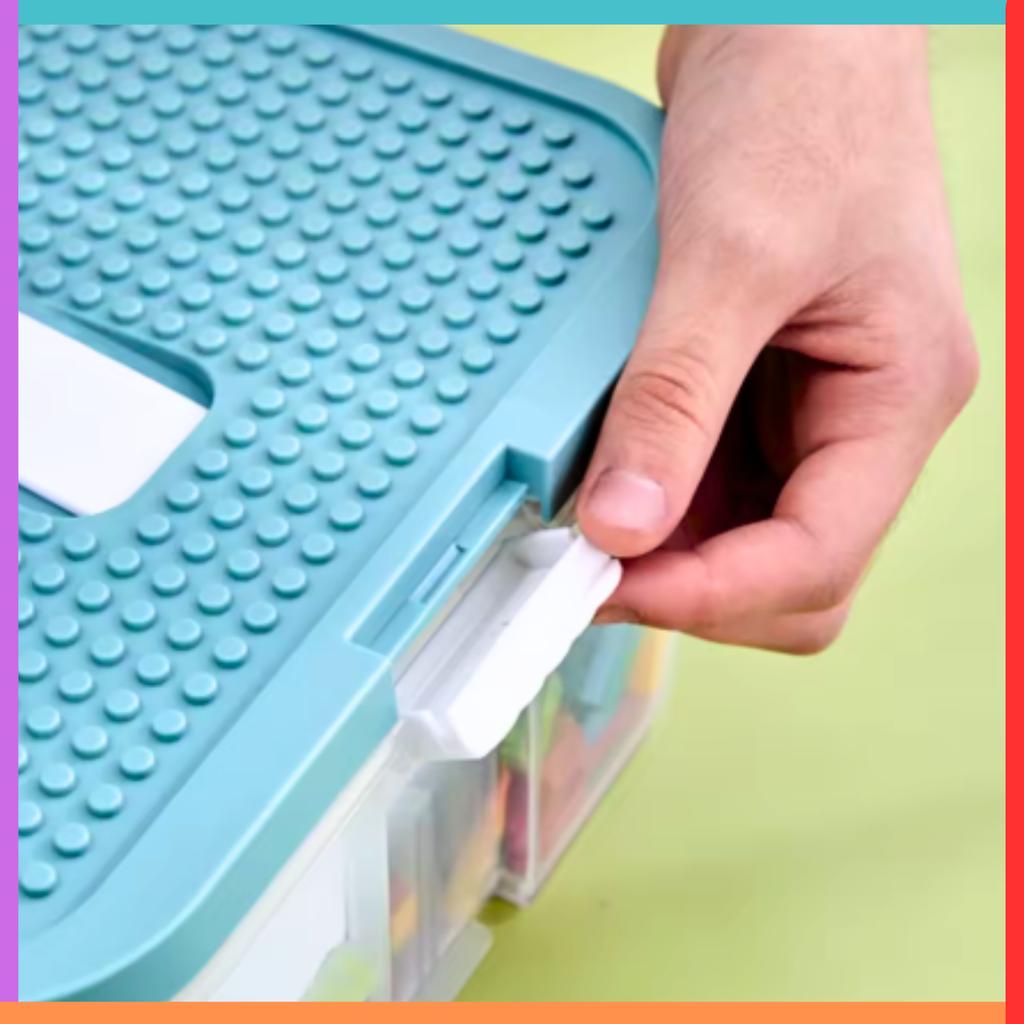 3-layer container for blocks, organizer with compartments, 3-story box