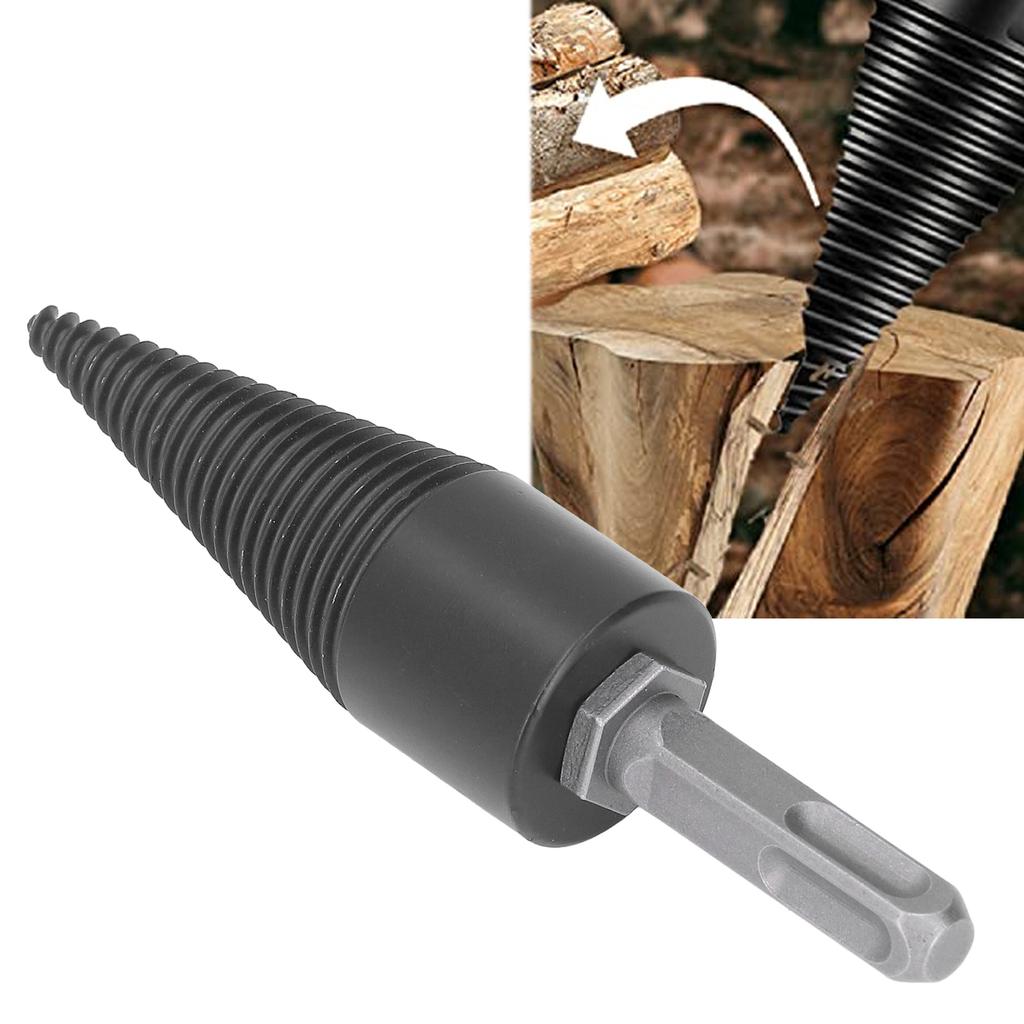 Firewood Bit Cone Wood Splitting Drill Carbon Steel Log Splitter Tool with 3Pcs Removable Shank