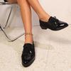 Elegant Pointed Toe Oxford Shoes for Women Patchwork Pu Leather Slip On Single Shoes Woman Plus Size 43 Thick Heel Ladies Shoes