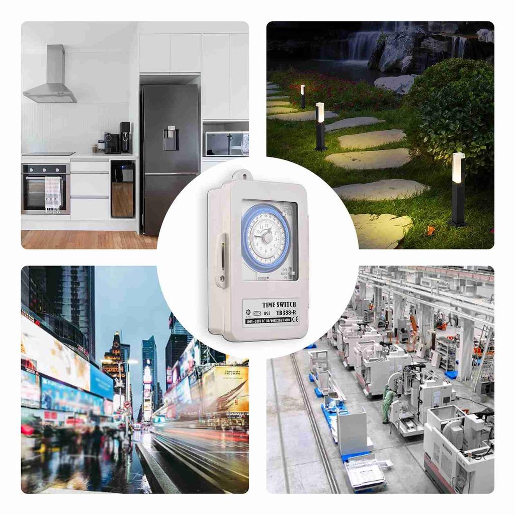 24 Hours Timer Switch IP53 Rating Programmable Electrical Timer Switch Box AC 100-240V 15 Minutes Interval 96 Times ON/ OFF