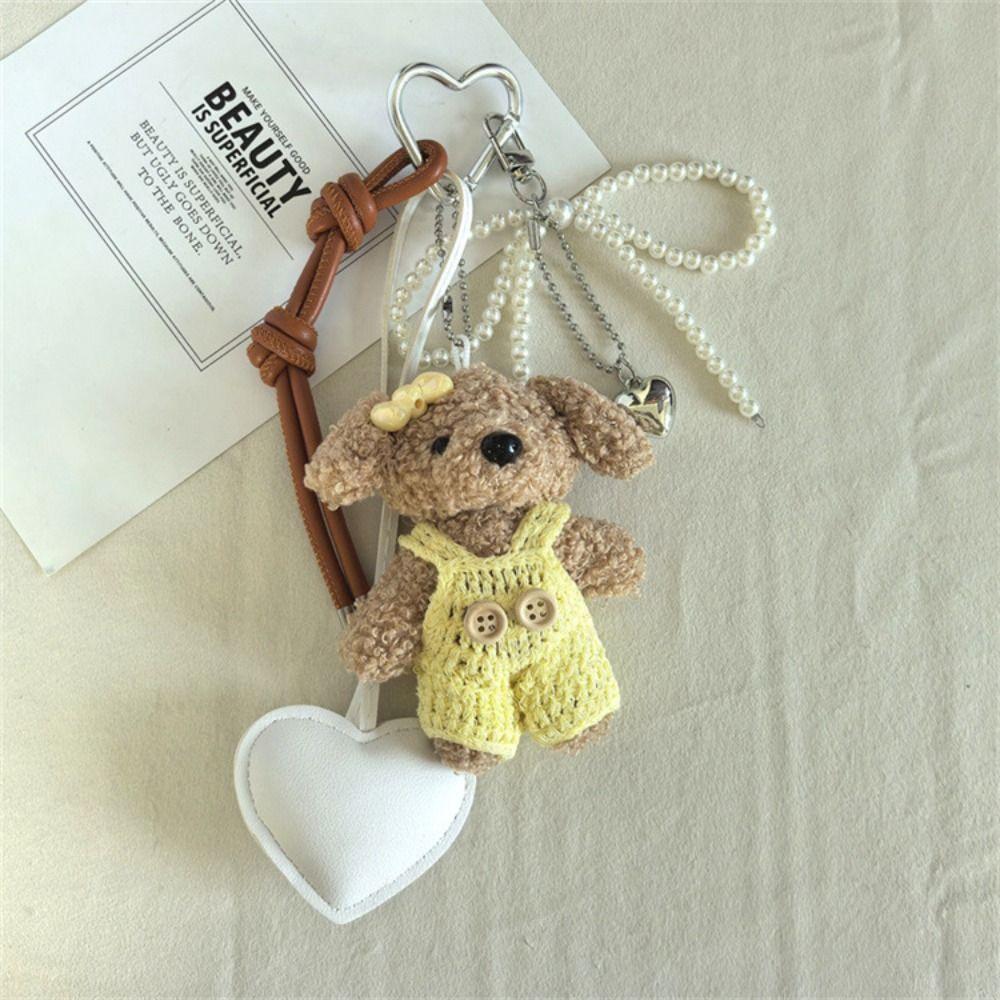 Soft Puppy Plush Keychain Fluffy Plush Doll Key Pendant Maillard Plush Doll Pendant  Kids Gifts
