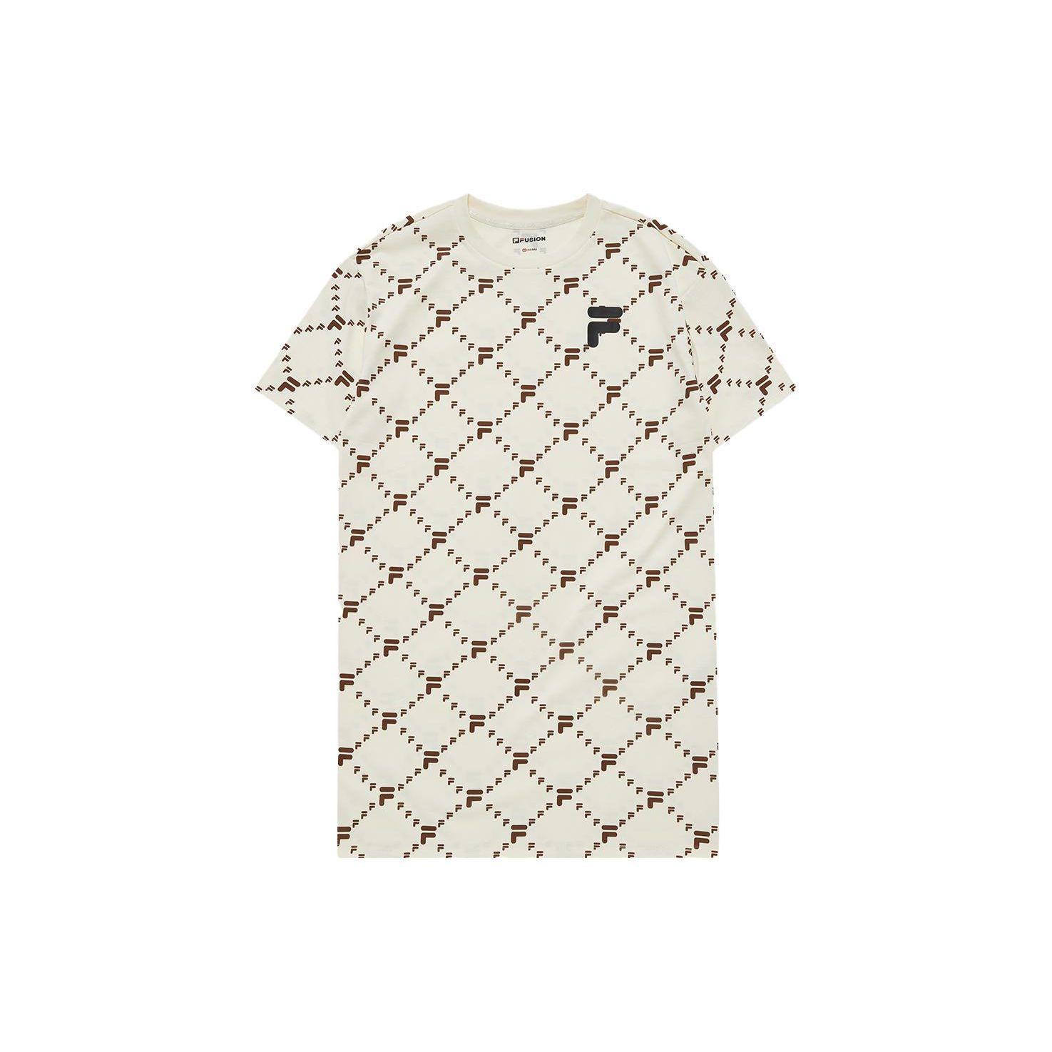 

Fila Трендовое платье оверсайз в клетку с круглым вырезом и короткими рукавами для женщин, антично-белое T11W226308D-IV XXL