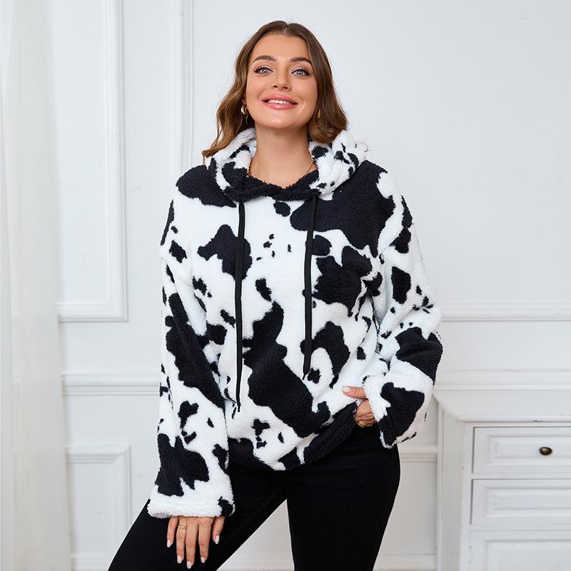 Neues Übergrößen-Doppelflanell-Kapuzensweatshirt Teddybär Plüsch Langarm-Pullover-Oberteil für Herbst/Winter