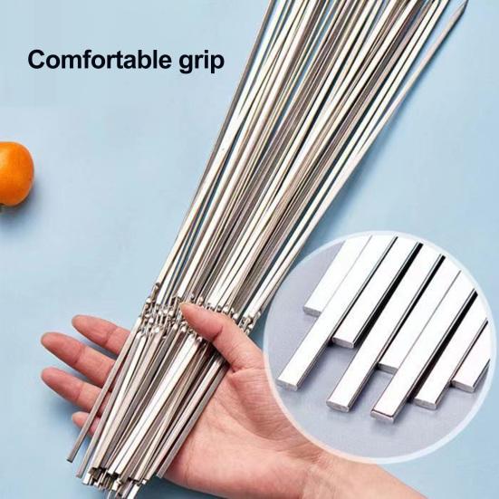 100/200Pcs BBQ Skewers Stainless Steel Heavy Duty Rust Resistant Metal Skewers Outdoor Barbecue Grill Skewers