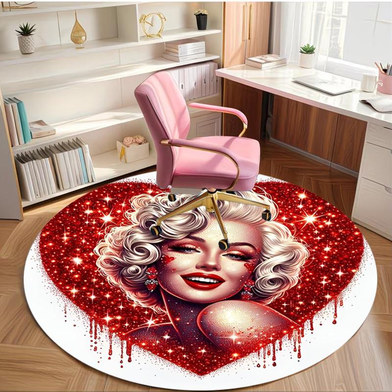Marilyn Monroe Print Rond Tapijt, Wasbaar Vloerkleed, Voor Entree Slaapzaal Wasruimte Kantoor Studeerkamer, Woondecoratie Verjaardag Kerstcadeau