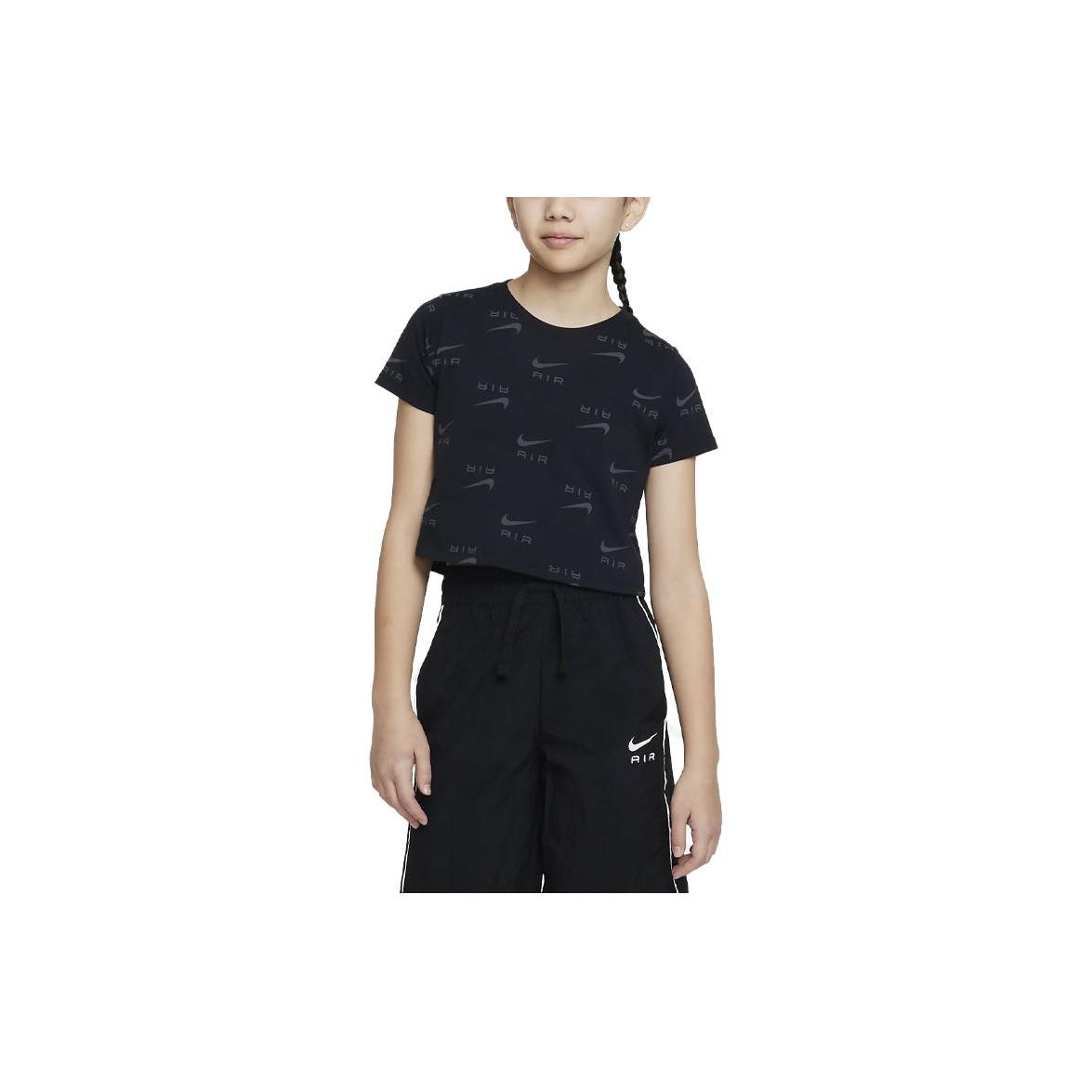 

Nike Kids T-Shirt With All Over Logo Print And Round Neck Short Sleeve Kids tops DZ3582-010 M