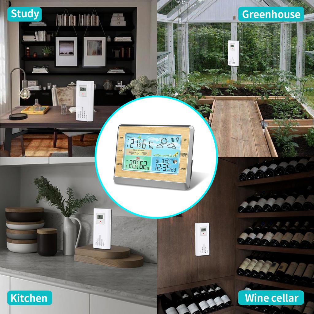 Funk Wireless  ,  , Outdoor Indoor with 6\  LED Brightness Color Display Temperature   Humidity Forecast
