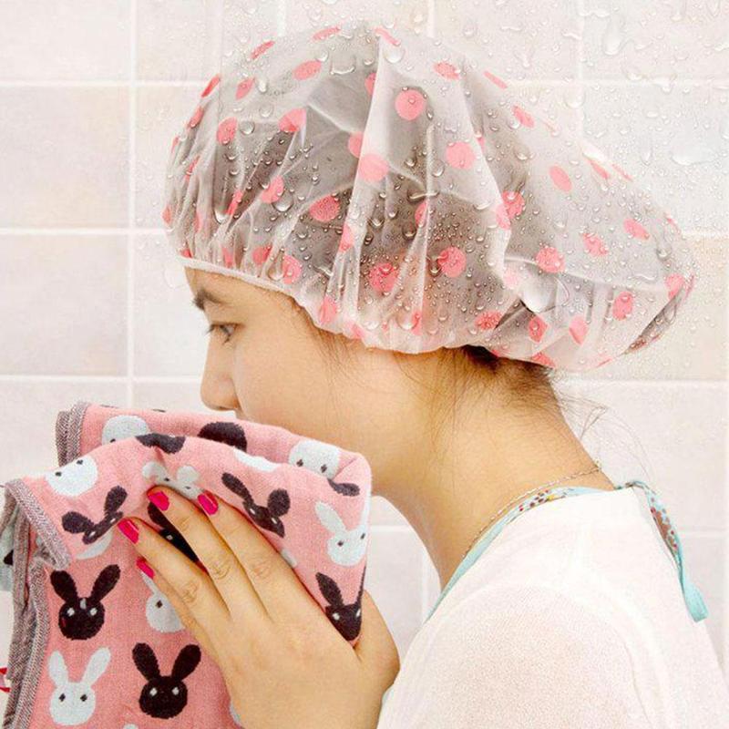 Elastic Waterproof Shower Cap Hat Bath 