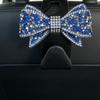 Car Headrest Hooks Shiny Rhinestone Bow Ornament Super Load Bearing Sturdy Universal Auto Hangers for Groceries Handbags Clothes