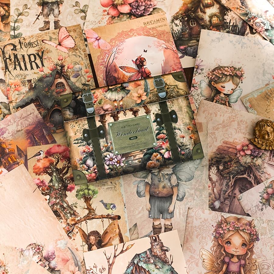 60pcs Vintage Fantasy Scrapbooking Paper Kit - Mixed Color Butterfly, Flower & Window Patterns for Junk Journals, Planners & DIY Crafts