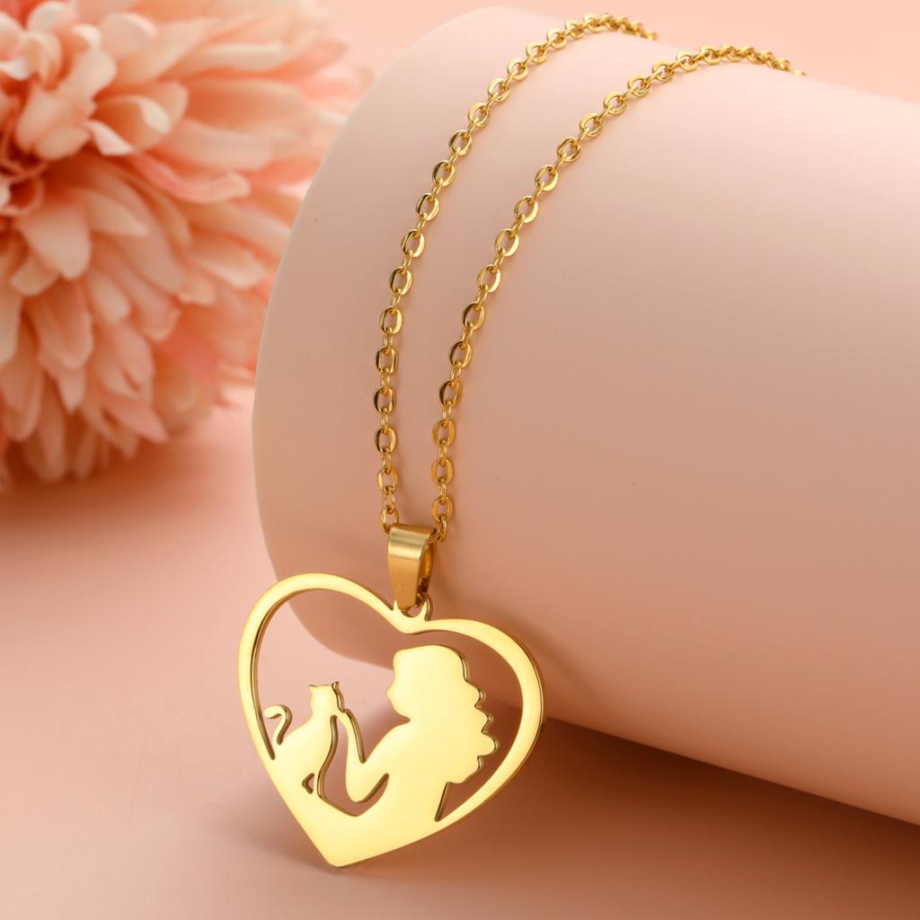 Teamer Cat and Hostess Pendant Necklaces for Women Stainless Steel Choker Fashion Jewelry Cat Lovers Birthday Gifts 2026 New