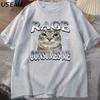 Rage Consumes Me Cat T Shirt Funny Cat Meme Printed TShirt Vintage Unhinged Silly Cat Graphic Tee Humor Cotton Short Sleeve Tee