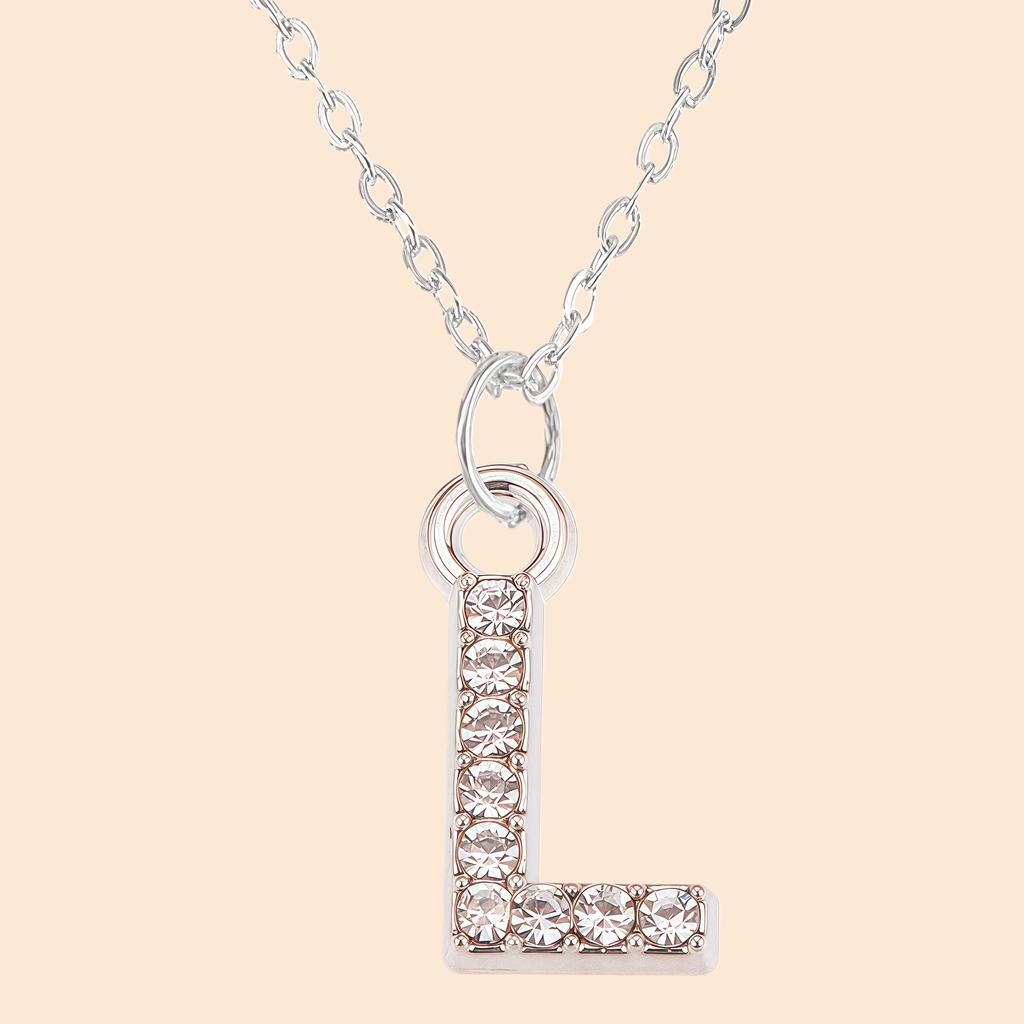Shining Zircon A-Z Letter Pendant Necklace 26 Initial Alphabet Clavicle Chain For Women Valentine's Day Party Jewelry Gift