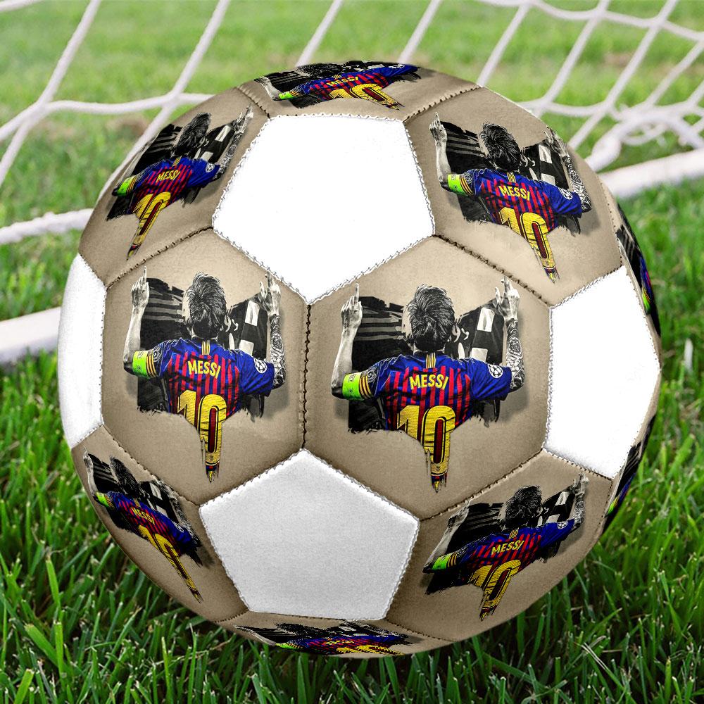 Leo10 Printed Size 5 Soccer Ball, Machine-Stitched PVC, Durable & High Bounce, All Ages Fit, fan merchandise, matches & outdoor use.