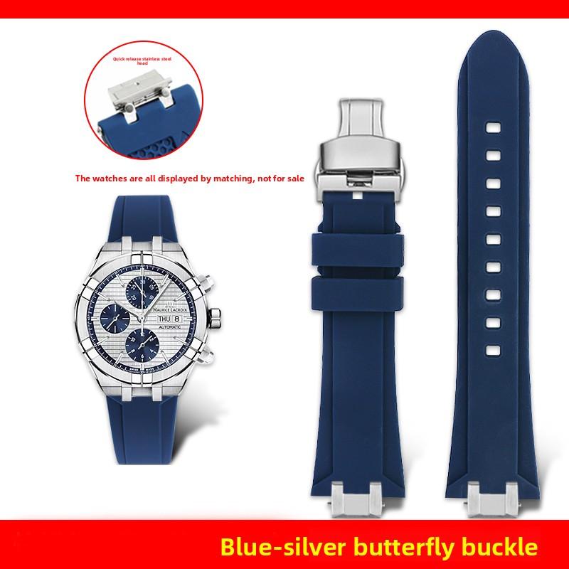 AI1108 Quick Release Metal Adapter Silicone Watch Band For Maurice Lacroix AIKON AI6008 AI6007 AI6038 AI6058 AI1018 Rubber Strap
