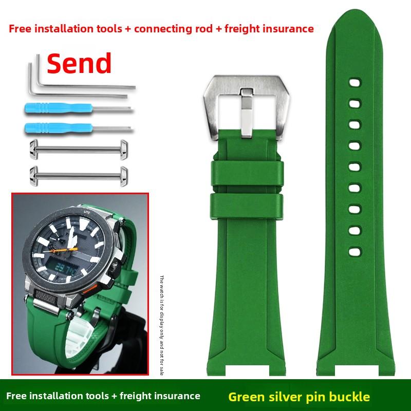 Soft FKM strap For Casio PROTREK series PRX-8000T/YT PRX-8001YT watch band Men fluororubber bracelet wristband watch Accessories