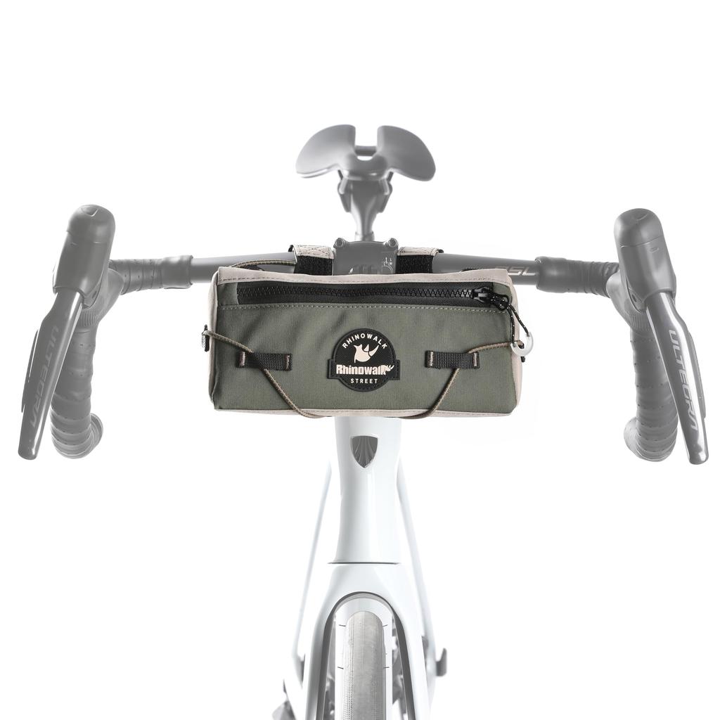 Rhinowalk Bicycle Handlebar Bag/Shoulder Bag, 2-Way, Waterproof, Lightweight, Storage Bag for Road Bikes, MTBs, and Folding Bikes (Green & Khaki)
