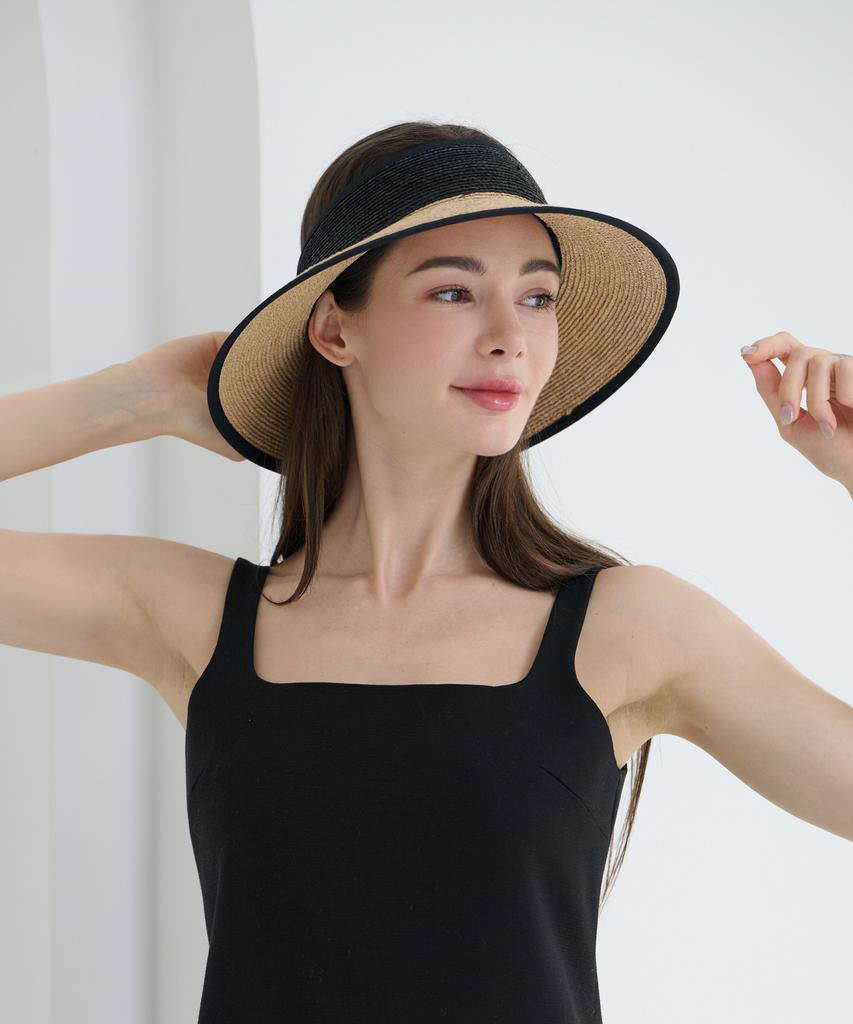 Koipeu Two-Tone Raffia Sun Visor Cf081Ht074