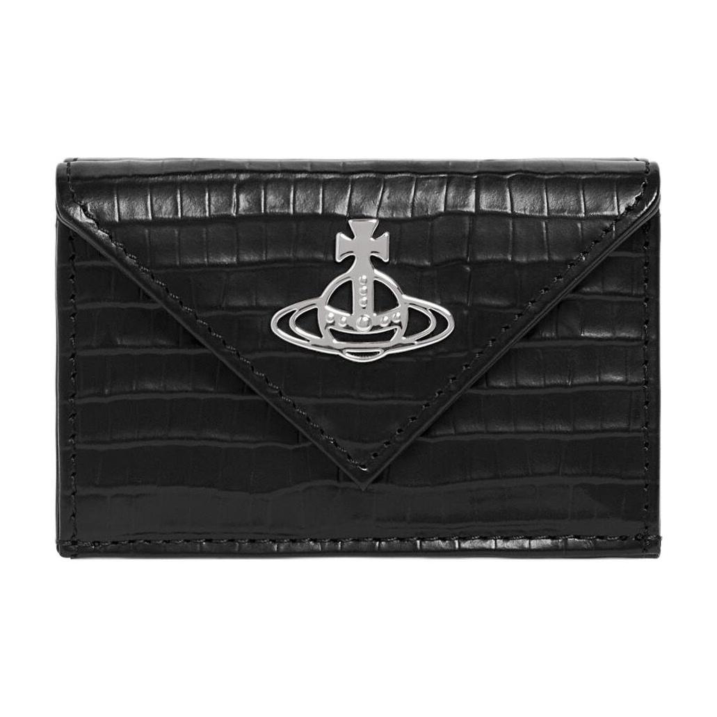 

Vivienne Westwood West Queen Envelope Metal Line Orb Pattern Tri-Fold Crocodile Embossed Calfskin Wallet Women wallet Black 5115002FWL00C0BLACK Basic Set (Bag)