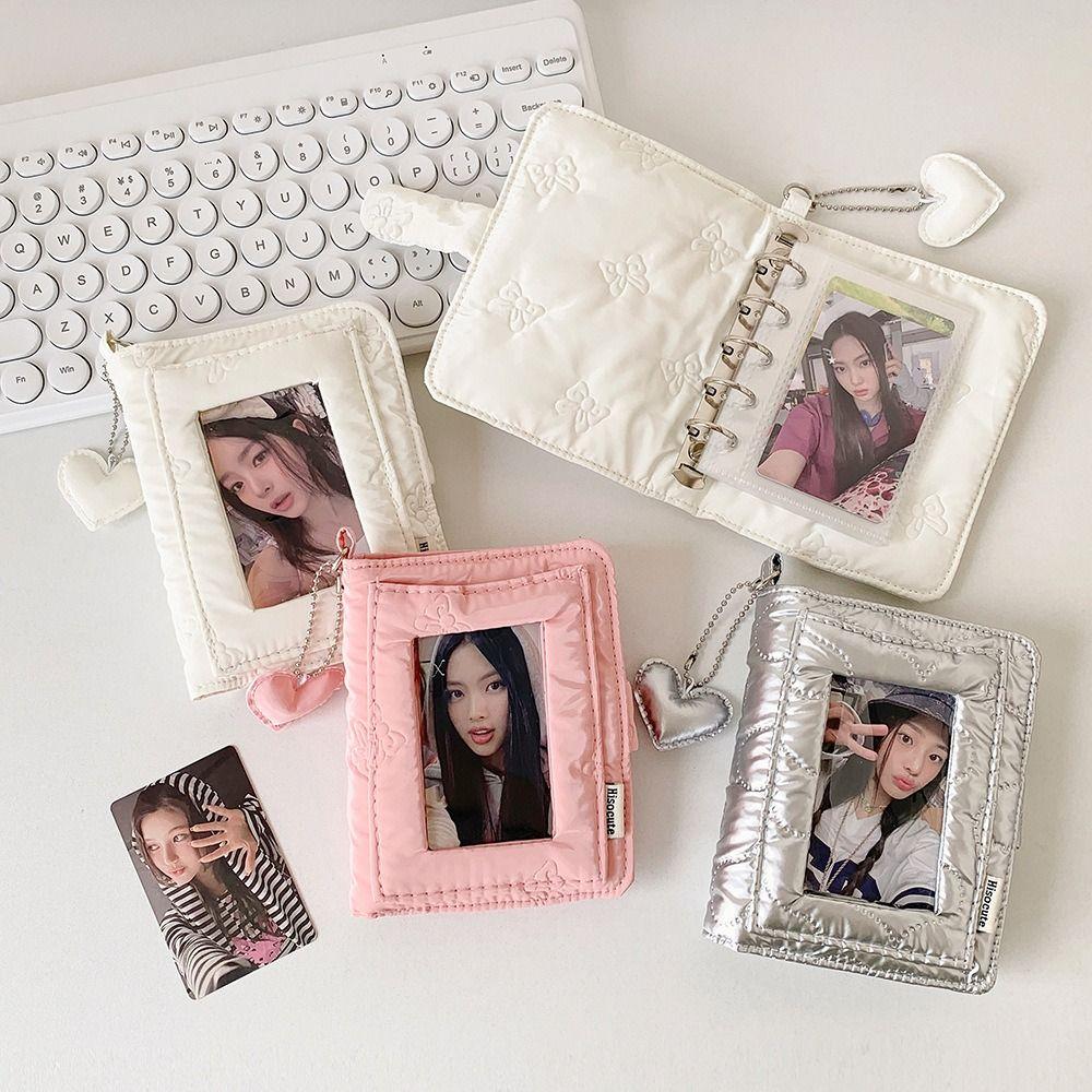 Portable INS Bow Kpop Photo Album Mini 3 Inch Idol Binder Photo Card with 10Pages Inner Sheets Photo Storage Album