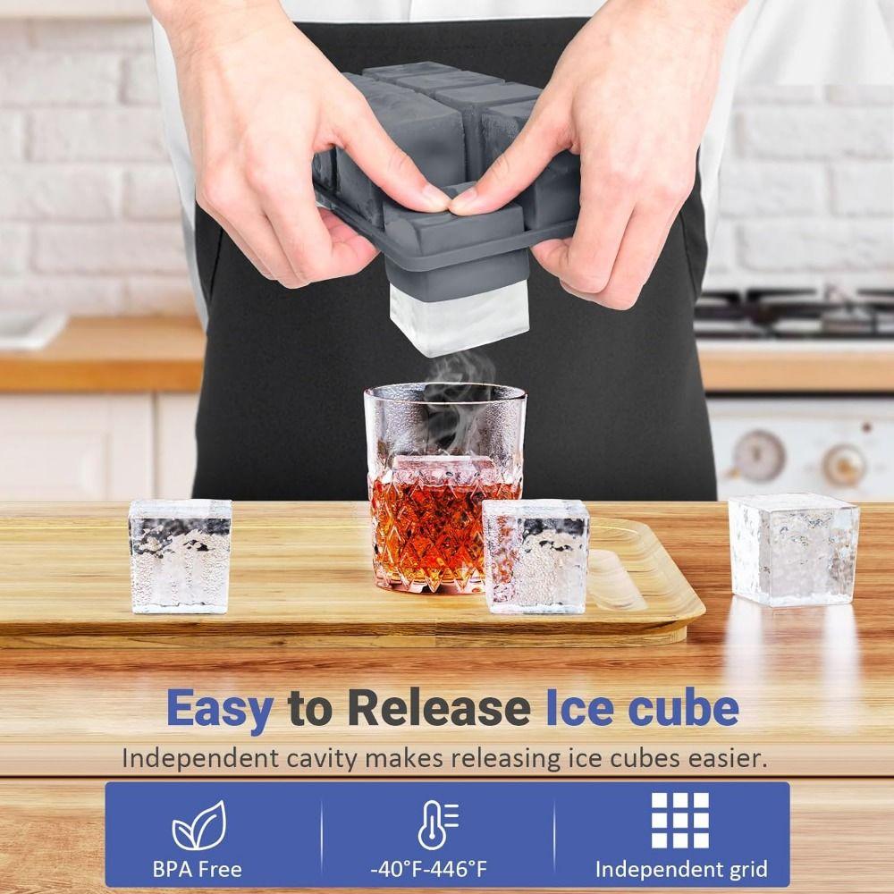 4/6/8/12 Grids Ice Cube Maker Silicone Square Ice Mold Multifunctional Large  Ice Cube Tray  Bar