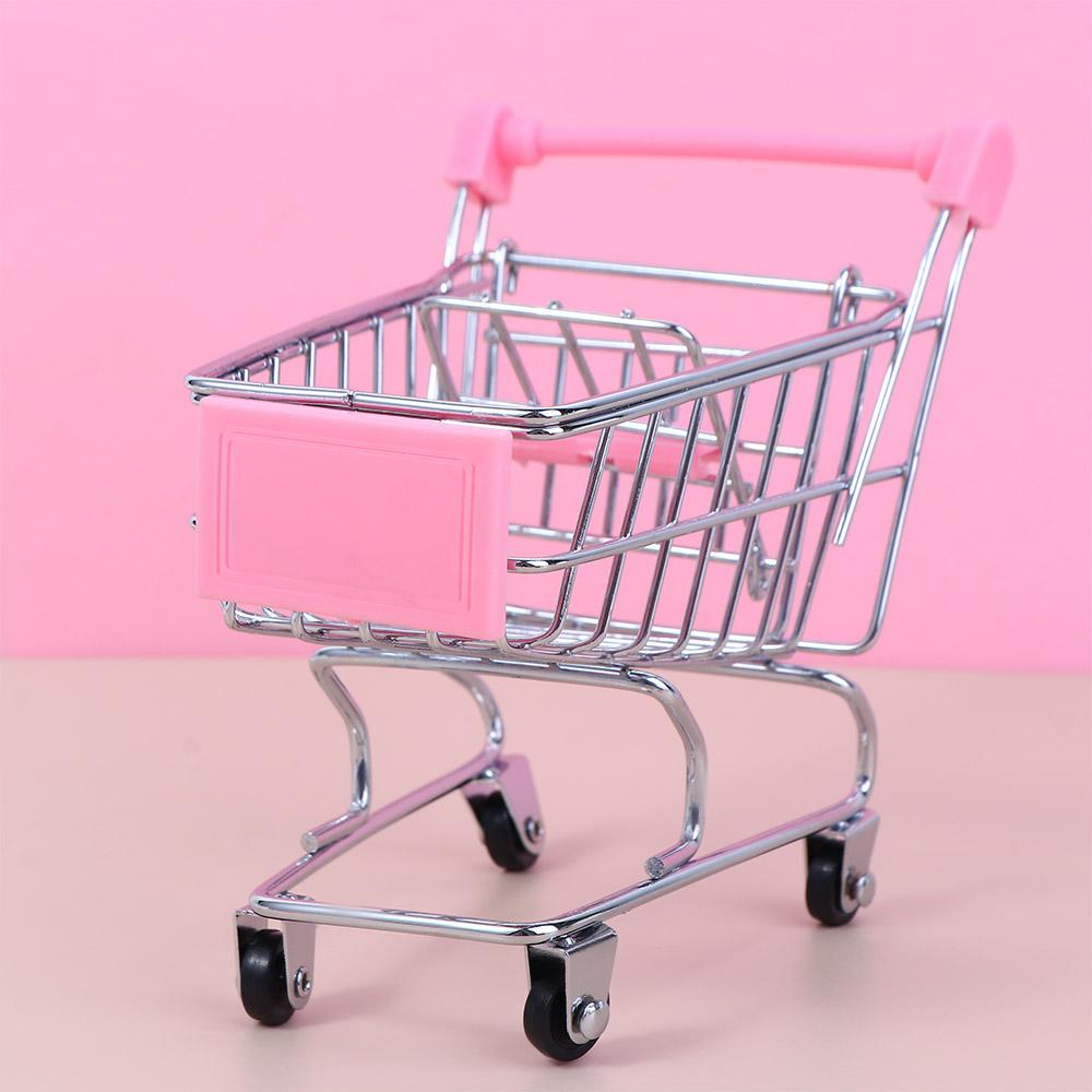 Supermarket Handcart Trolley Dollhouse Furniture Supermarket Shopping Basket Dollhouse Accessories