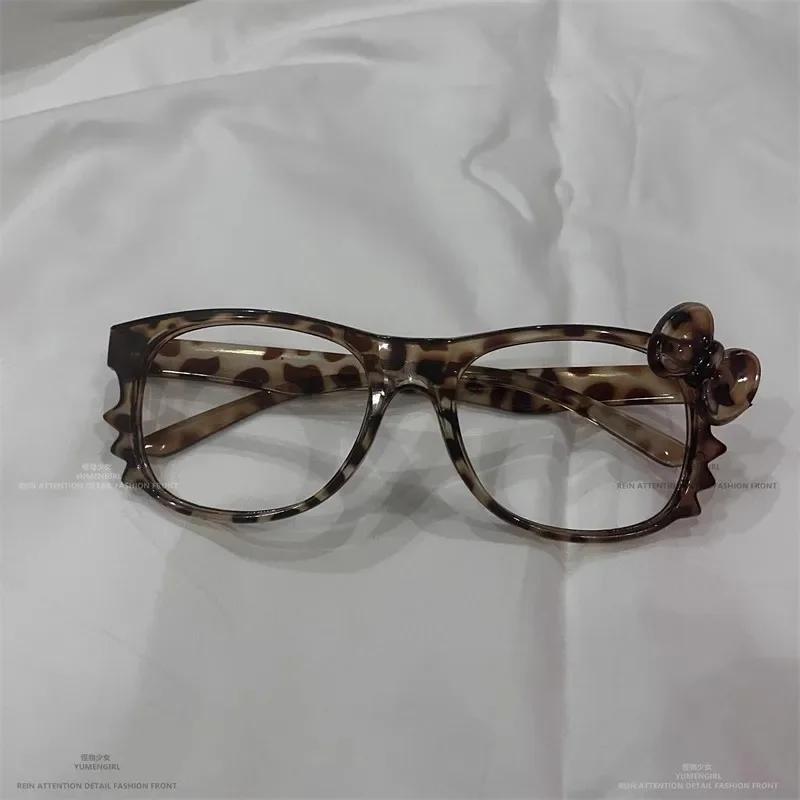 

Hello Kittys Leopard Eyeglasses Frame Y2K Girls Cosplay Kitten Toys Vintage Glasses Accessory Party Photos Props Halloween Gifts without lenses