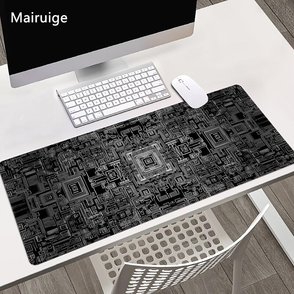 Black Electronic Extended Desktop Gaming Mouse Pad Locked Edge Big Desk Mat For Laptop Desktop Use Desk Pad For PC Gamers Office