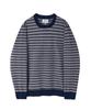 BROMPTON LONDON Chenille Stripe Sweater - Navy (P264Mkt131)
