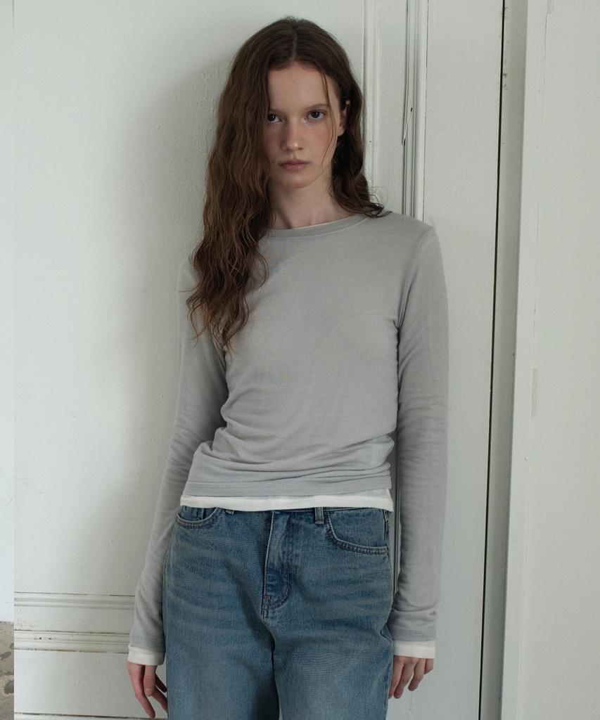 WAARFORWOMAN Wt-96 Mild Cashmere T-Shirt_Gray