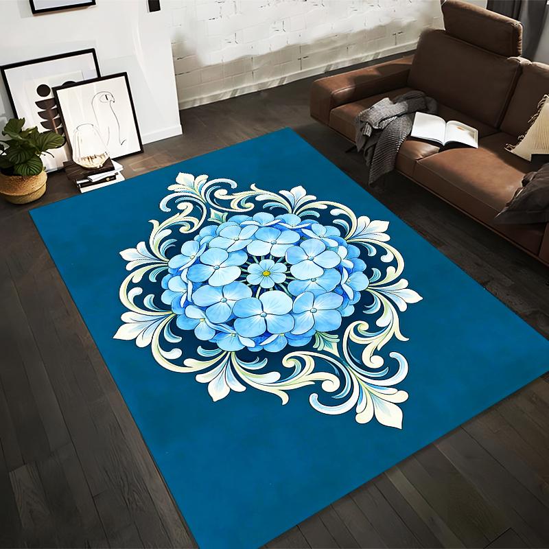 

Blue Floral Mandala Design Carpet, Elegant Home Decor, Living Room Rug Suitable for use as an anti-slip for living room bedroom sofas 40x60cm( 15x23in )