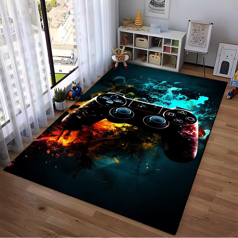 Gaming Controller Carpet with Vibrant Abstract Colors for Decor Suitable for use as an anti-slip for living room bedroom sofas