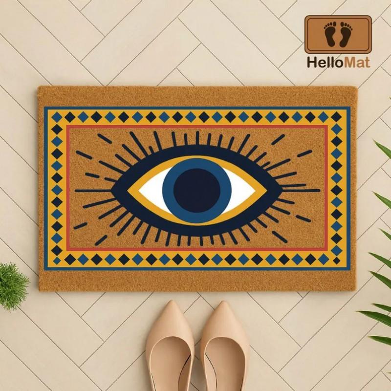American Minimalist Letter Print Coir-Like Doormat Entryway Outdoor Non-Slip Dirt Trapper Mat