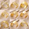 Klassische Offene Armreifen mit Stoßmuster für Damen Manschettenarmband aus Edelstahl Goldfarbe Handornament Party Schmuck Geschenk