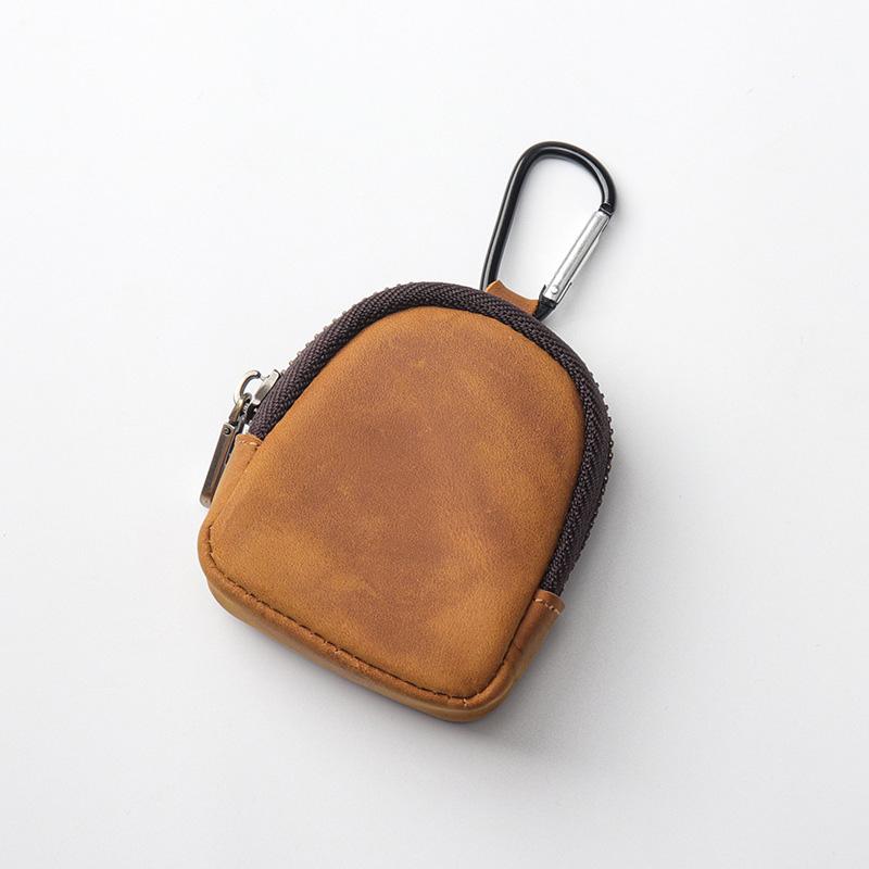 NEW Men Women Outdoor Wild PU Leather Carabiner Multi- Retro Mini Coin Purse headphone cable wrap Wallet