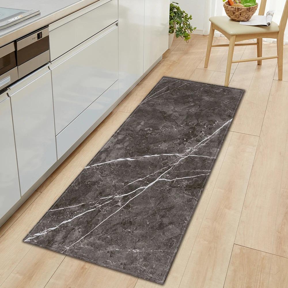 Marble Pattern Kitchen Floor Mat Non Slip Waterproof Door Mat Home Decor Durable Easy Clean 50x80cm