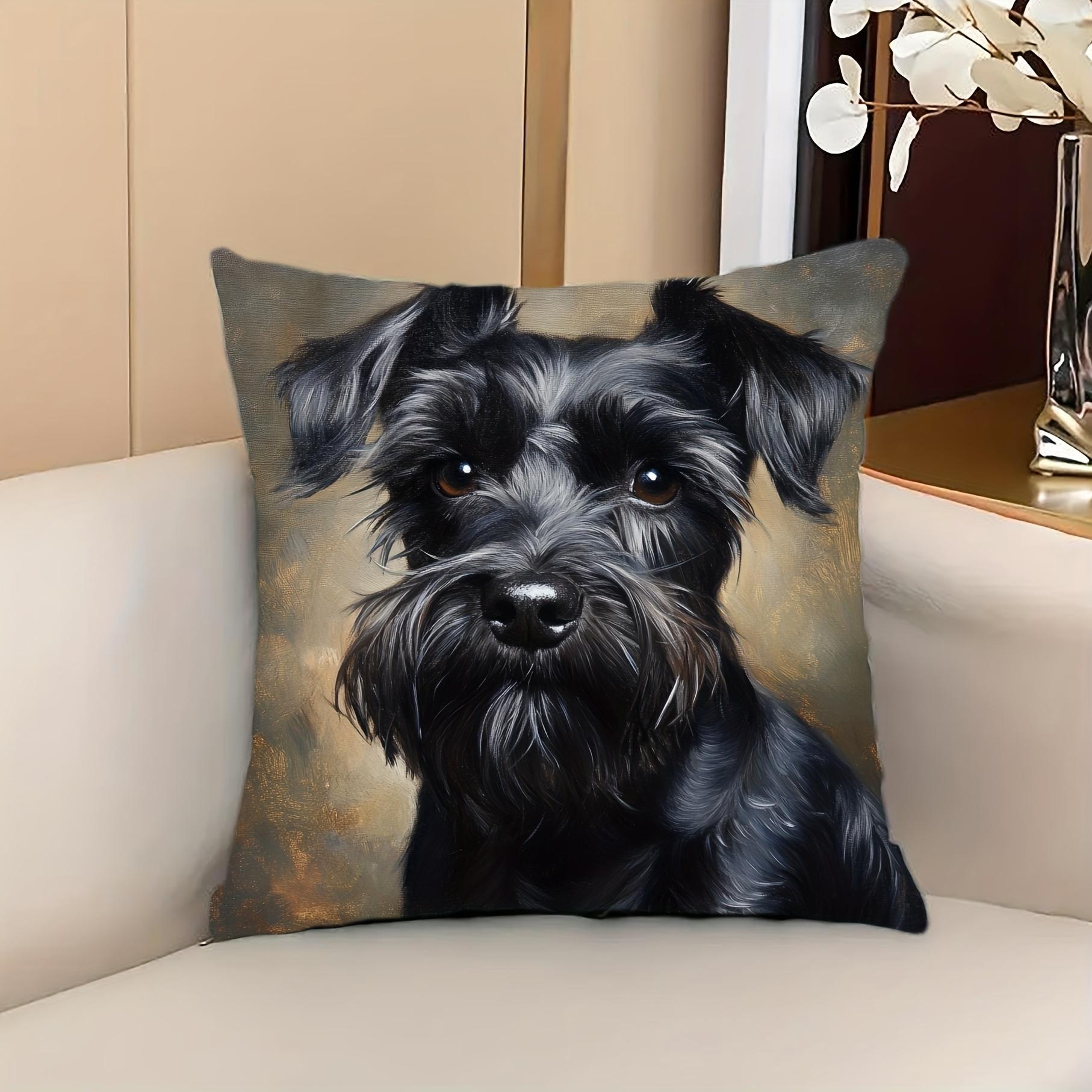 

Black Schnauzer 18X18 inch polyester short plush pillowcase, hypoallergenic zipper cushion cover, suitable for living room, sofa, bedroom 40x40cm/16x16inch