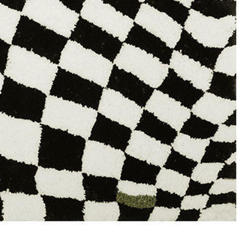 Checkered Doormat Anti Skid Black White Grid Cute Door Mat for Bathrooms Kitchens Living Rooms