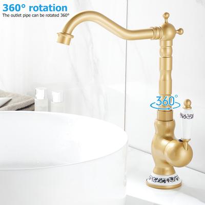 Küchenarmatur 360° drehbar Vintage Badezimmerarmatur mit Warm- und Kaltwasserregelung Einhebel-Keramikarmatur Heim Badezimmer Dekoration
